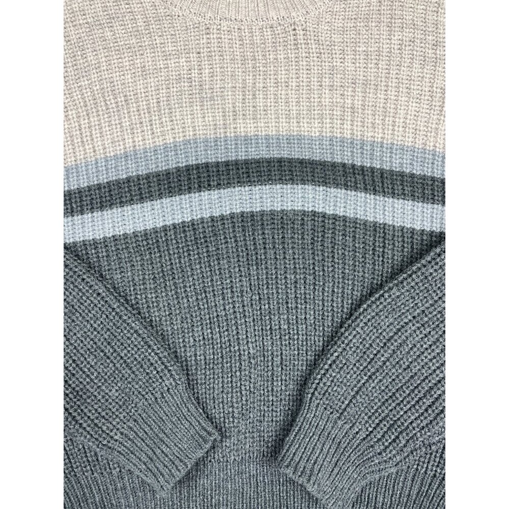 belle du jour Acrylic Loose Knit Sweater Juniors XL Gray Blue Stripe - Picture 3 of 5